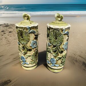 Japan MCM Inarco Salt Pepper Shakers Original Stickers Retro E-3852 Blue Green